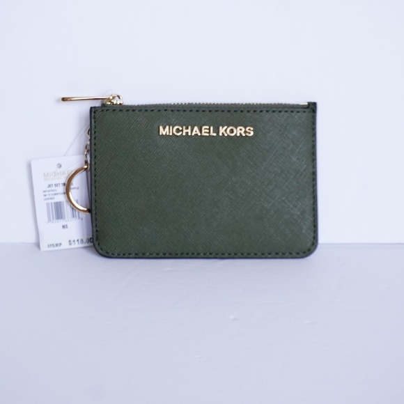 Michael Kors Jet Set CoinPouch Wallet Green Duffle - Picture 1 of 8